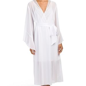 H by Halston long Satin Chiffon white robe NWT